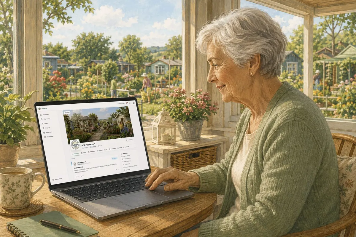 An older woman uses the platform on her laptop on her own